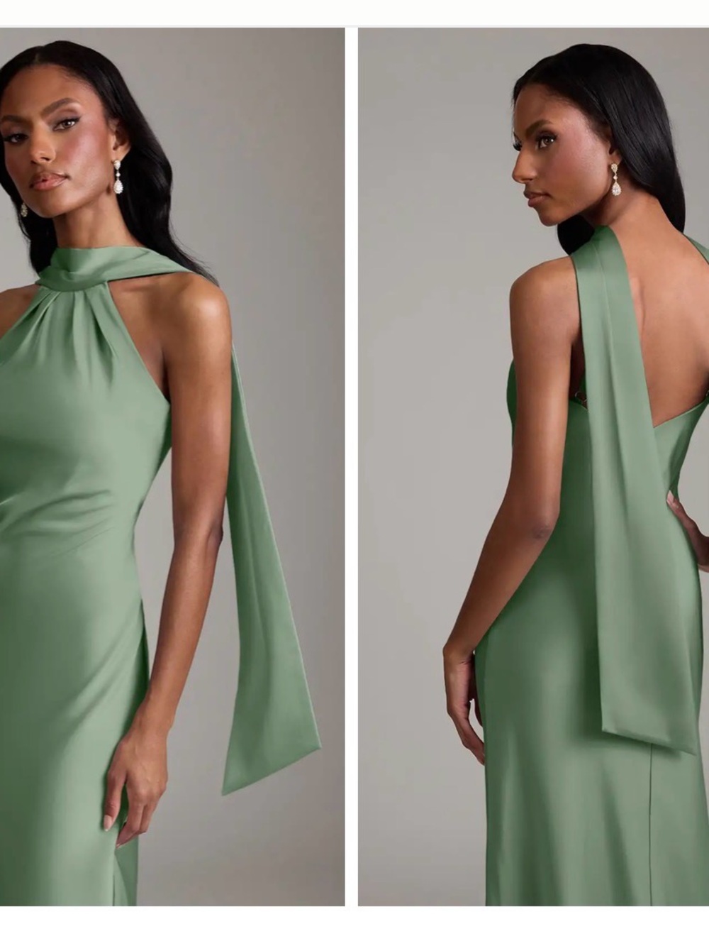 Formal Matcha Mermaid Pleated Stretch Satin Dress Azazie